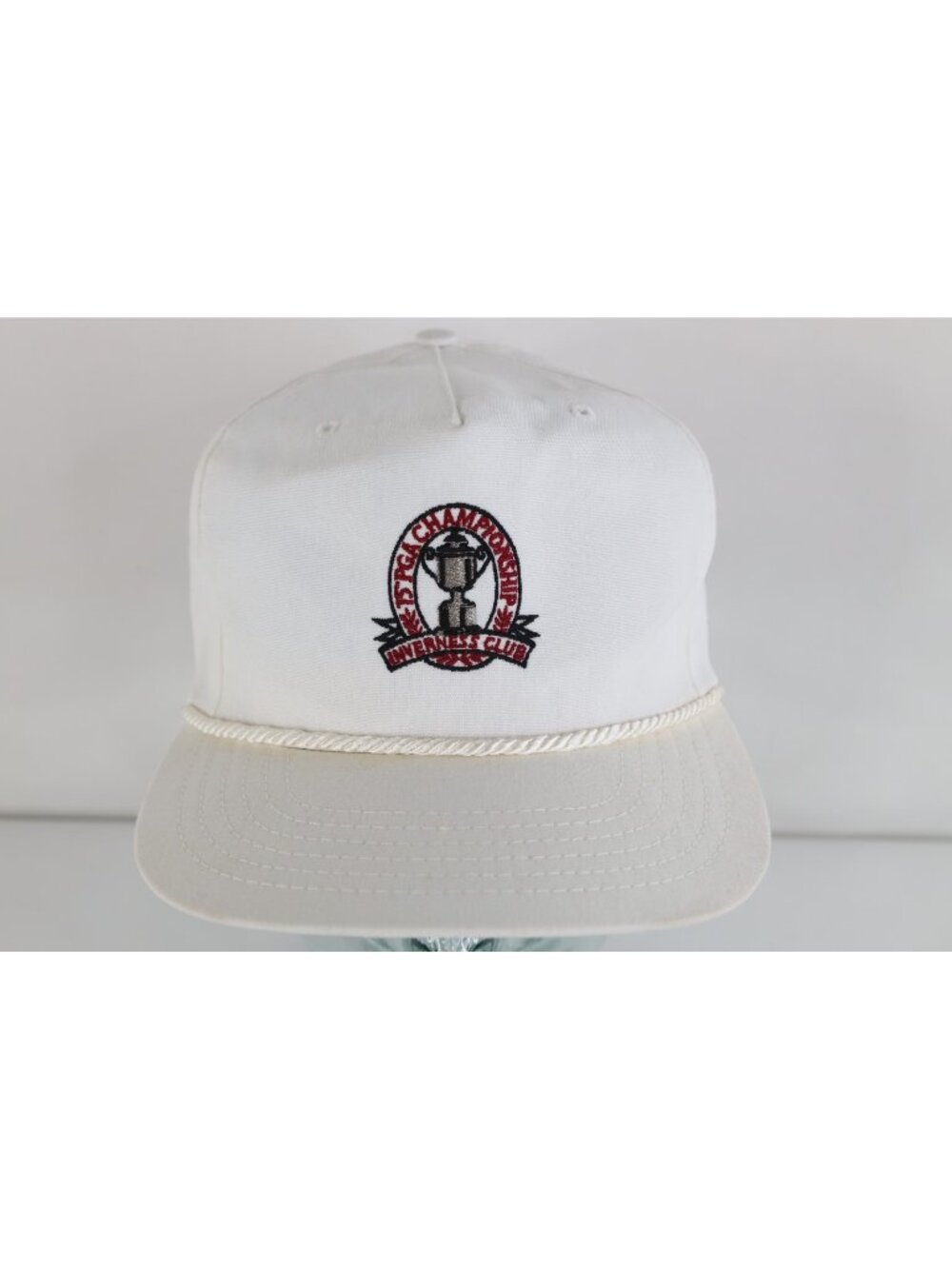 Vtg 90s 75th PGA Championship Inverness Club Roped Golf Leather Strapback Hat